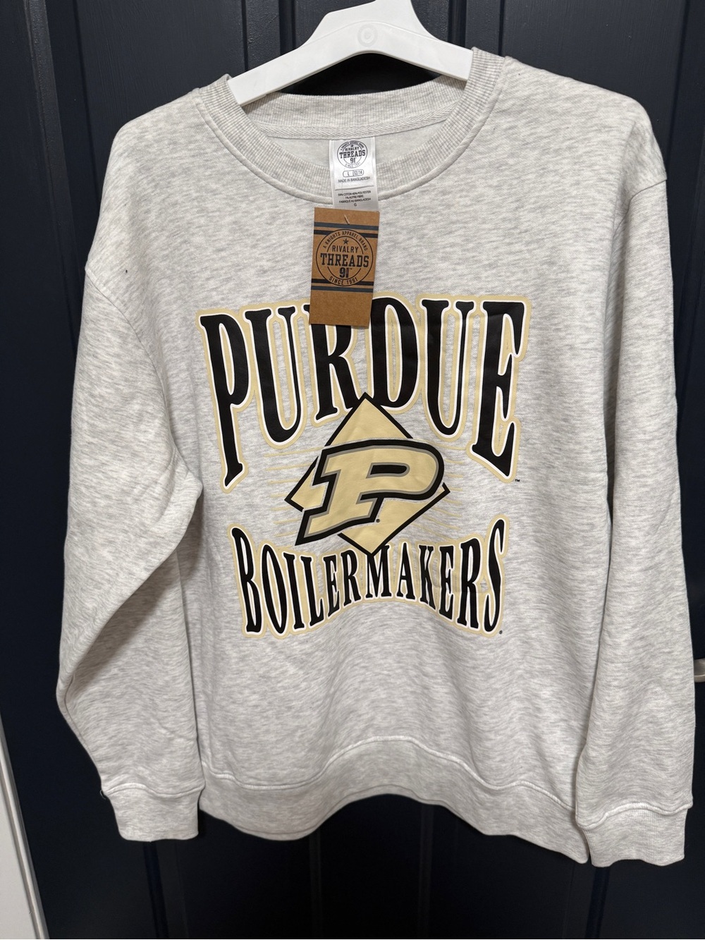 Boilermakers Crewneck Sweatshirt - Light Gray- PURDUE